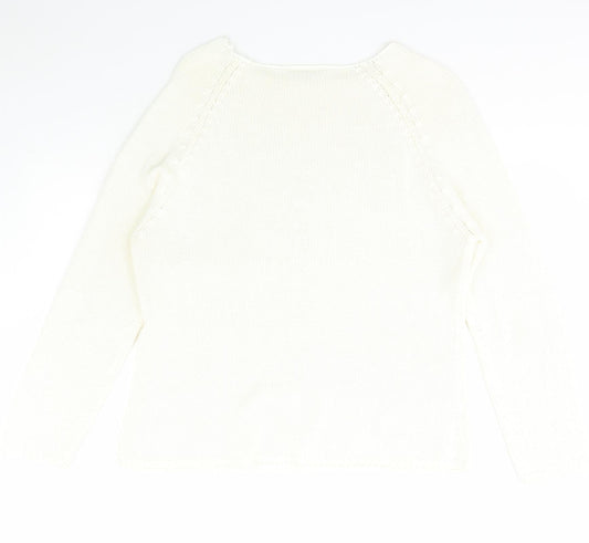 BHS Womens Ivory Boat Neck  Acrylic Pullover Jumper Size 20