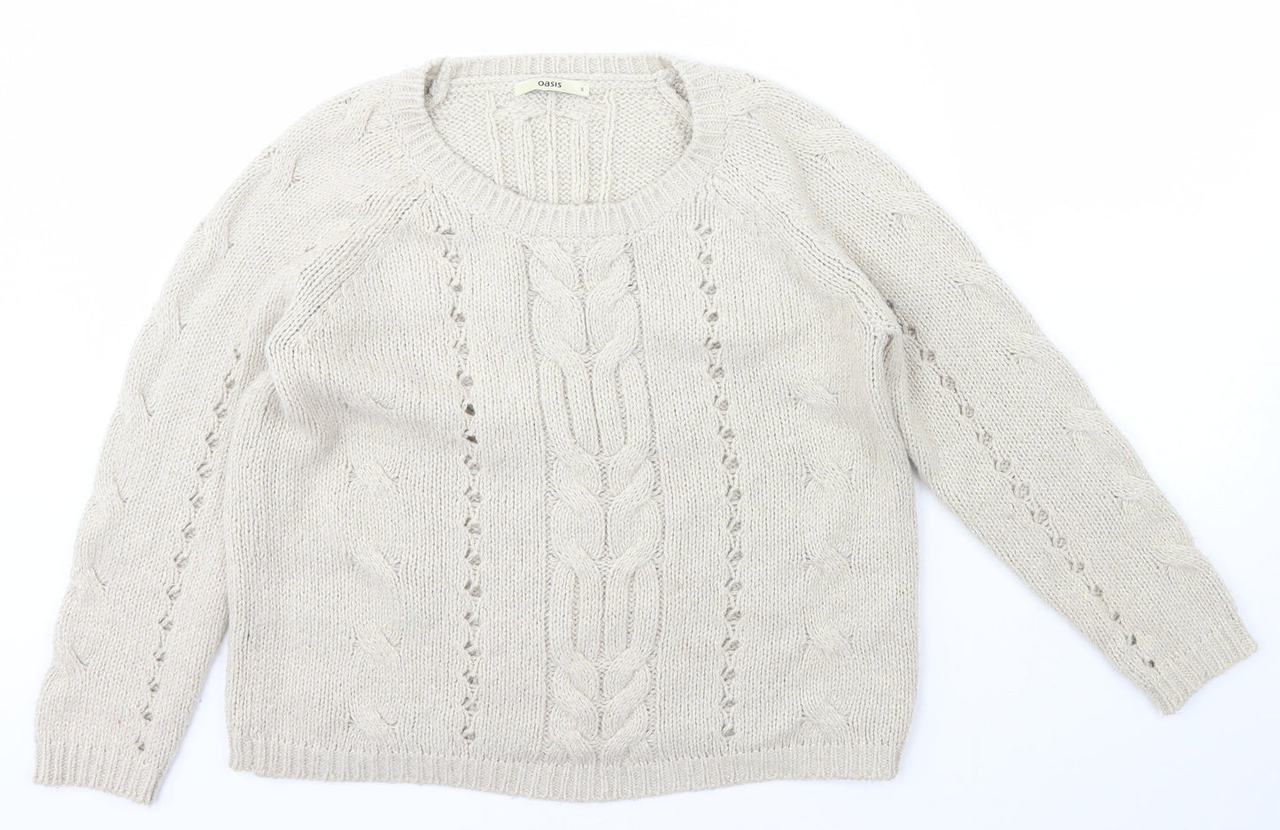 Womens UK Size S Oasis Beige Pullover Jumper
