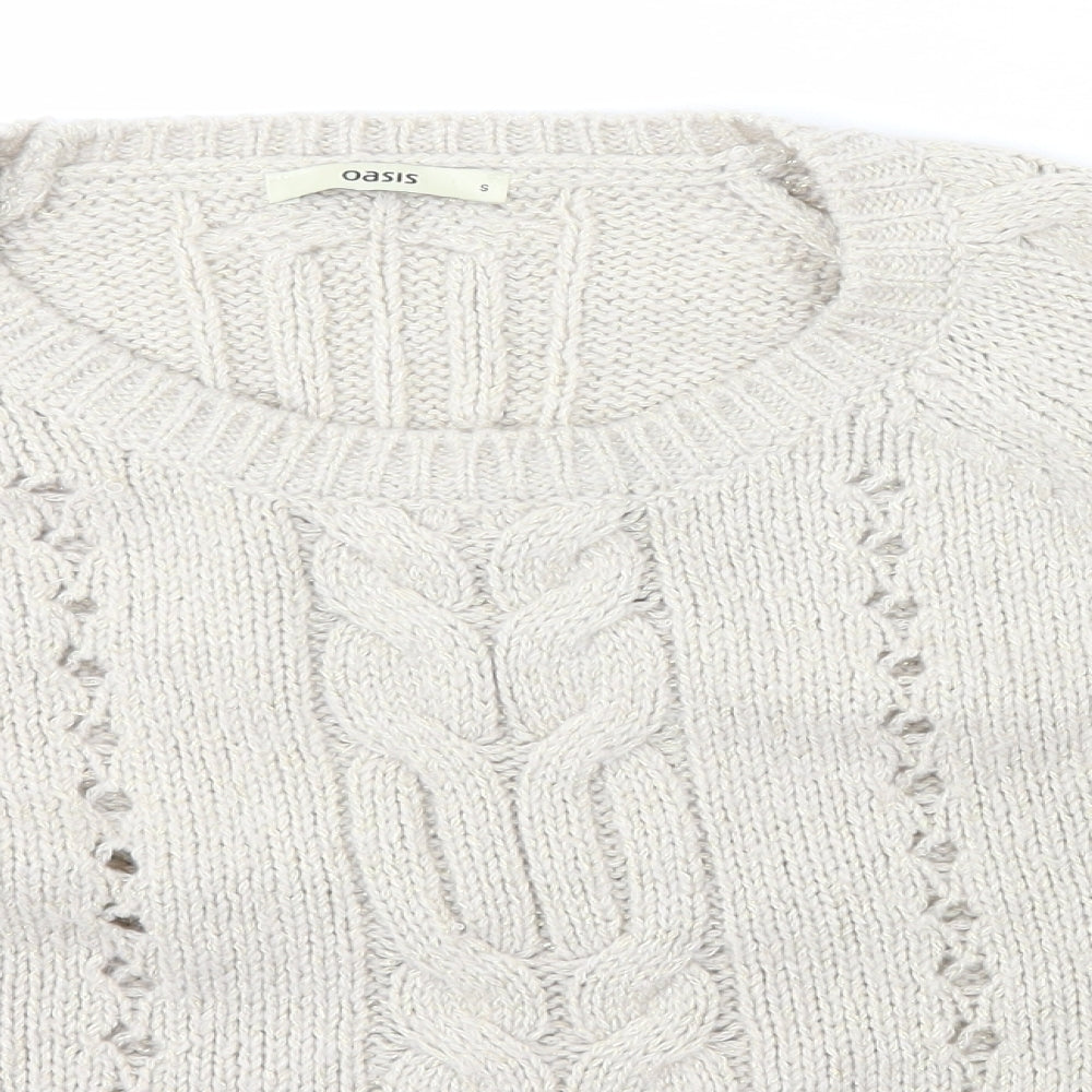Womens UK Size S Oasis Beige Pullover Jumper