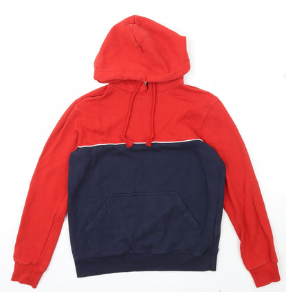 H&M Womens Red Striped Cotton Pullover Hoodie Size S  Pullover