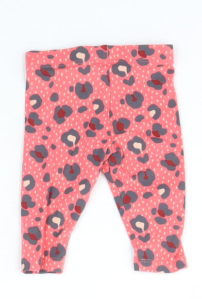 F&F Girls Pink Animal Print Cotton Jogger Trousers Size 3-6 Months