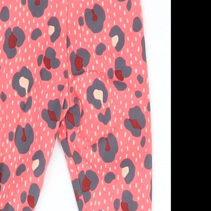 F&F Girls Pink Animal Print Cotton Jogger Trousers Size 3-6 Months