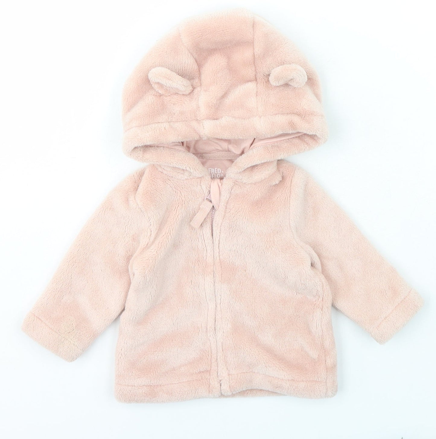 F&F Girls Pink  Polyester Full Zip Jumper Size 3-6 Months  Zip