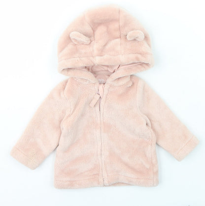 F&F Girls Pink  Polyester Full Zip Jumper Size 3-6 Months  Zip
