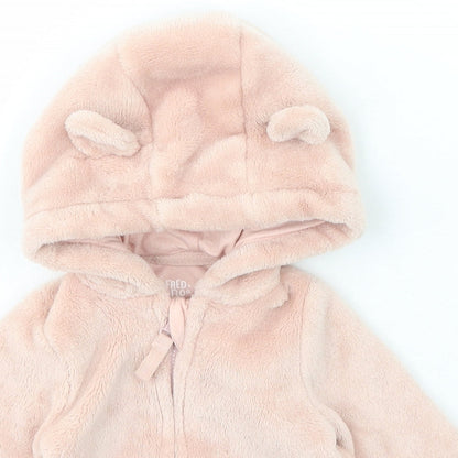 F&F Girls Pink  Polyester Full Zip Jumper Size 3-6 Months  Zip