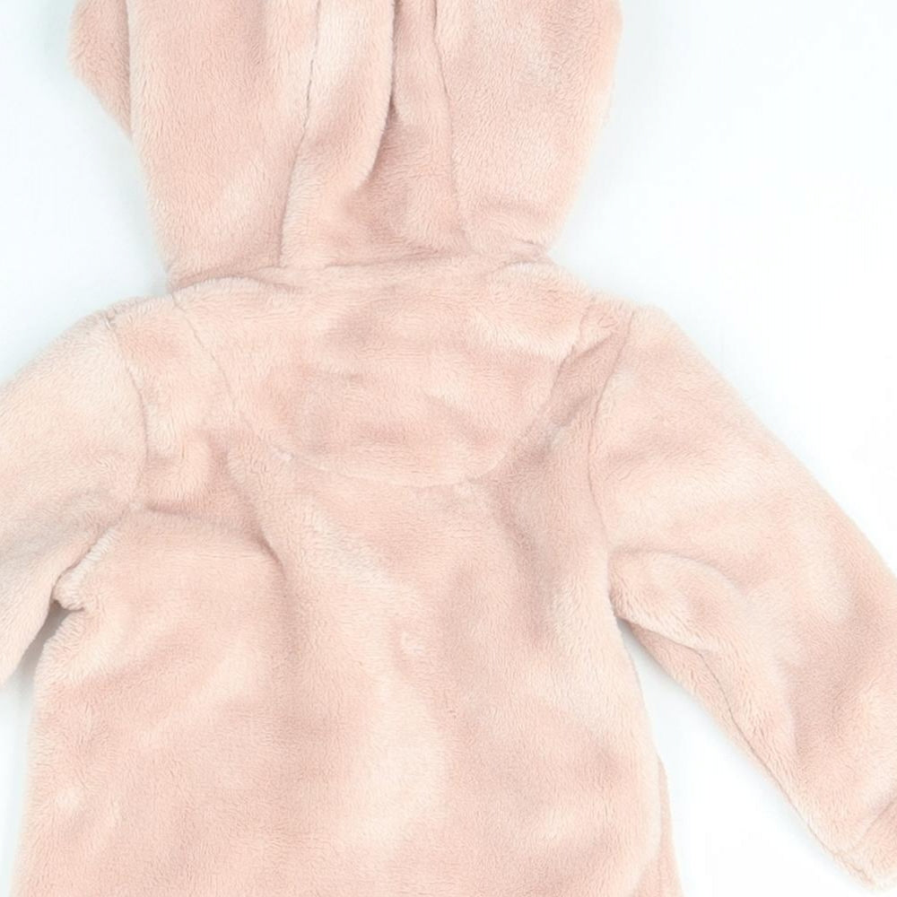 F&F Girls Pink  Polyester Full Zip Jumper Size 3-6 Months  Zip