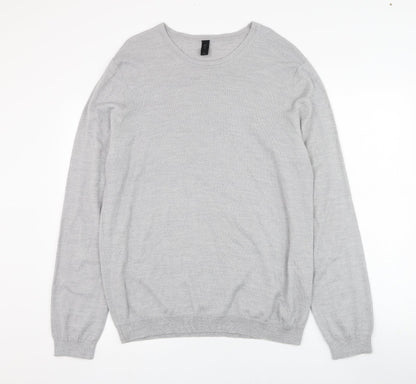 Lipsy Mens Grey Round Neck  Acrylic Pullover Jumper Size XL