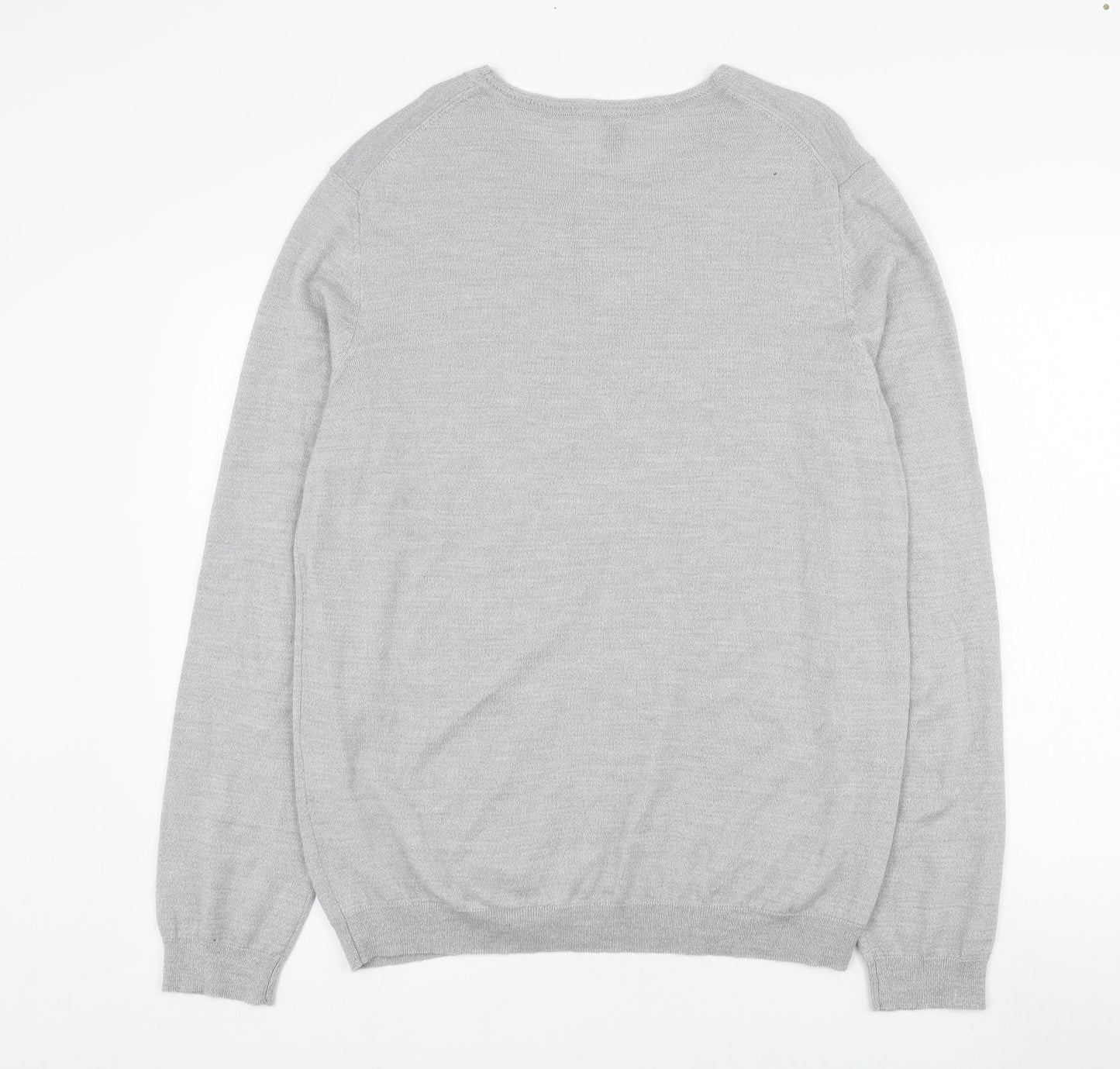 Lipsy Mens Grey Round Neck  Acrylic Pullover Jumper Size XL