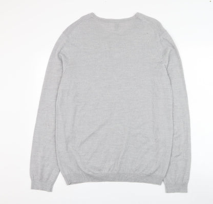 Lipsy Mens Grey Round Neck  Acrylic Pullover Jumper Size XL