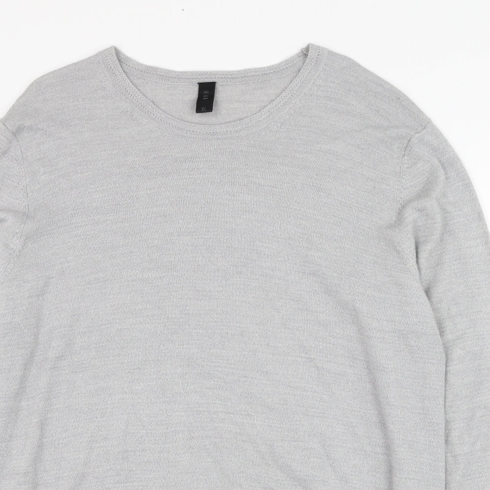 Lipsy Mens Grey Round Neck  Acrylic Pullover Jumper Size XL