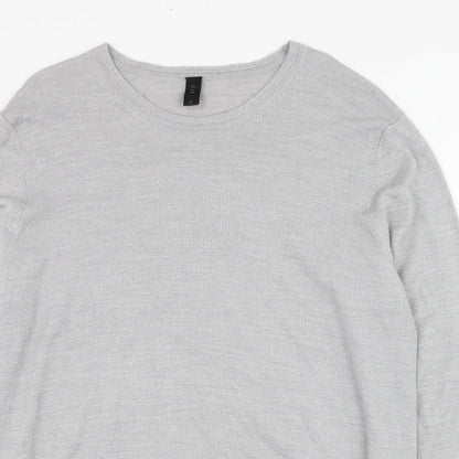 Lipsy Mens Grey Round Neck  Acrylic Pullover Jumper Size XL