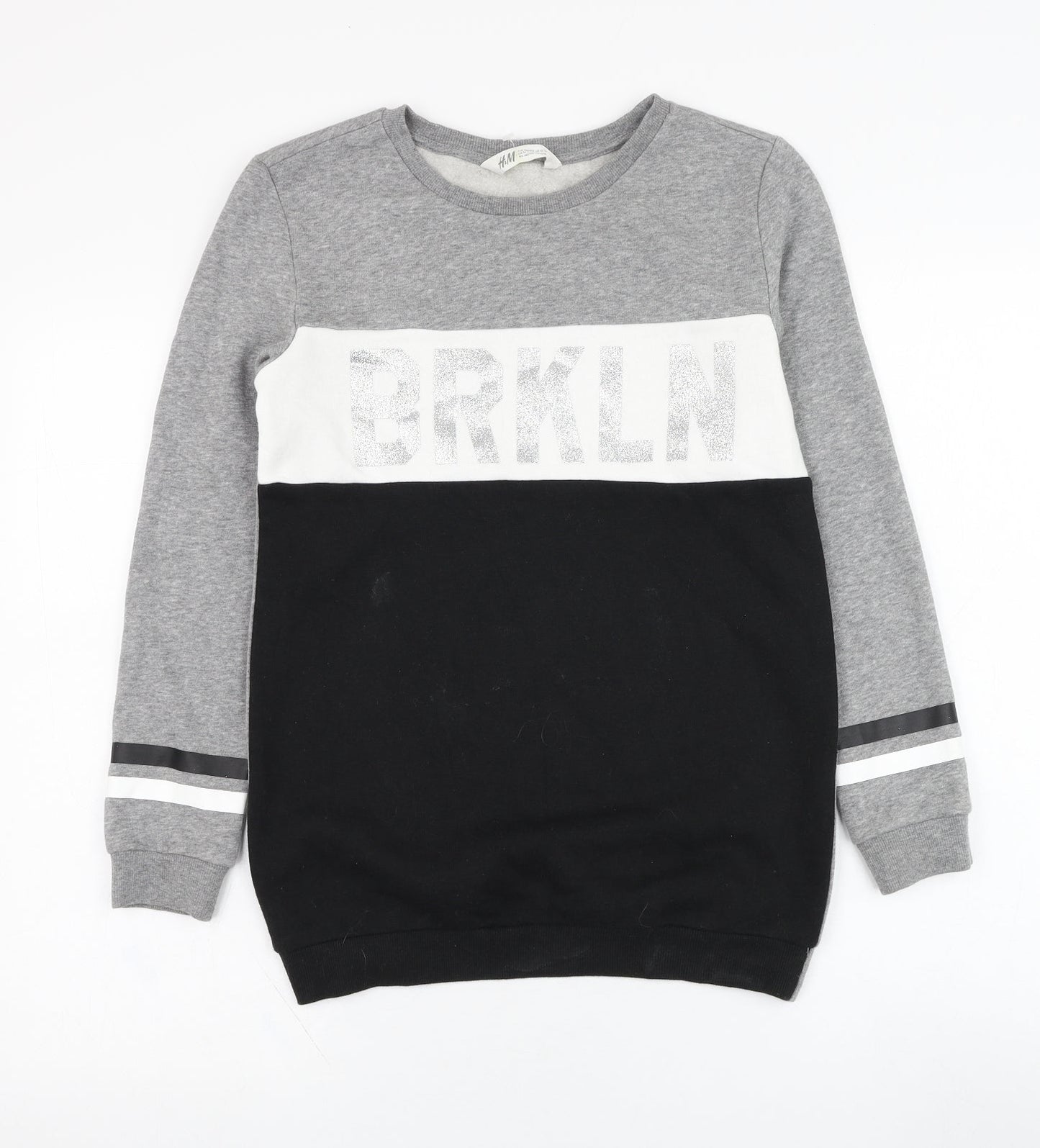 H&M Girls Grey  Cotton Pullover Sweatshirt Size 11-12 Years  Pullover - BRKLYN