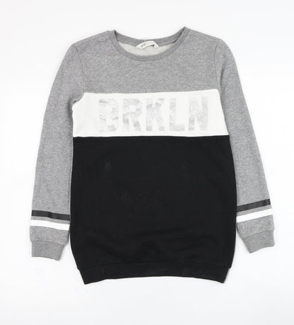 H&M Girls Grey  Cotton Pullover Sweatshirt Size 11-12 Years  Pullover - BRKLYN