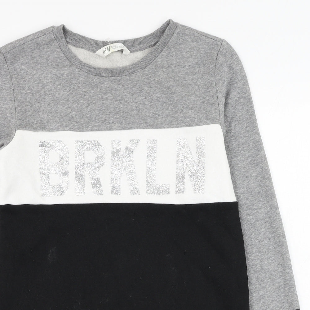 H&M Girls Grey  Cotton Pullover Sweatshirt Size 11-12 Years  Pullover - BRKLYN
