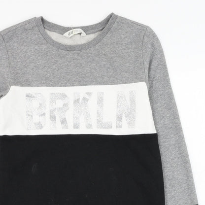 H&M Girls Grey  Cotton Pullover Sweatshirt Size 11-12 Years  Pullover - BRKLYN