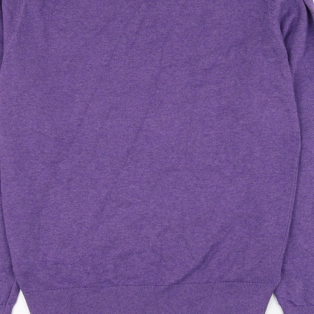 Jeffrey Banks Mens Purple V-Neck  Cotton Pullover Jumper Size S