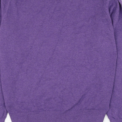 Jeffrey Banks Mens Purple V-Neck  Cotton Pullover Jumper Size S