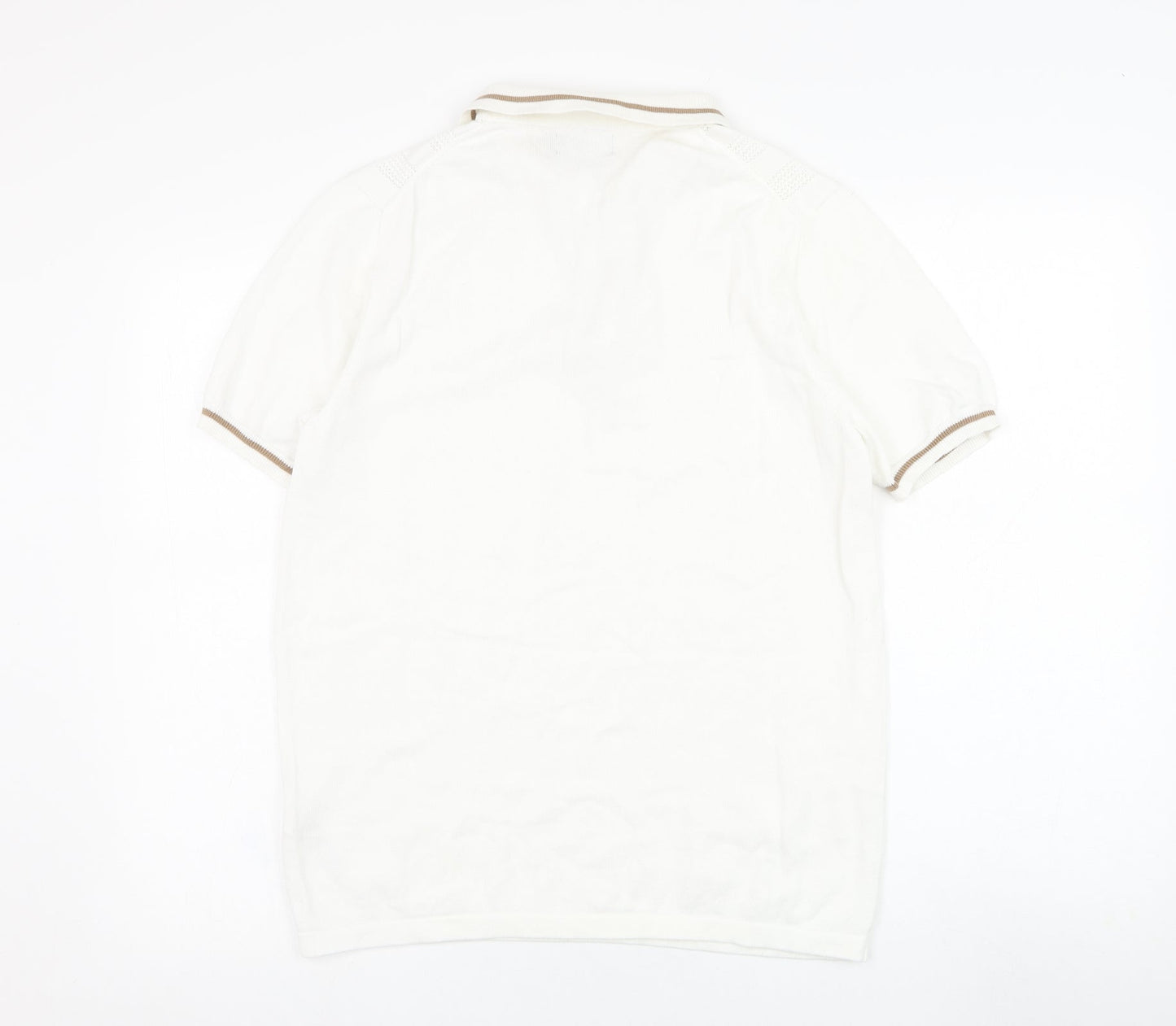 Burton Mens White Collared  Cotton Pullover Jumper Size M