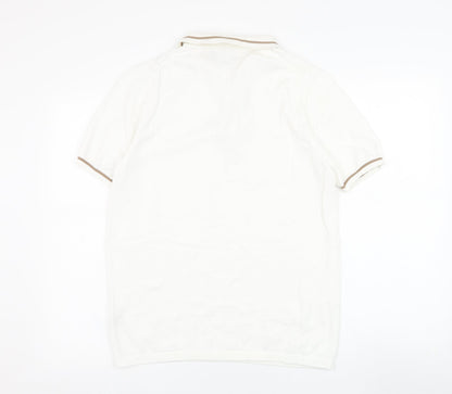 Burton Mens White Collared  Cotton Pullover Jumper Size M