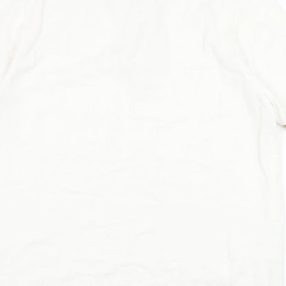 Burton Mens White Collared  Cotton Pullover Jumper Size M