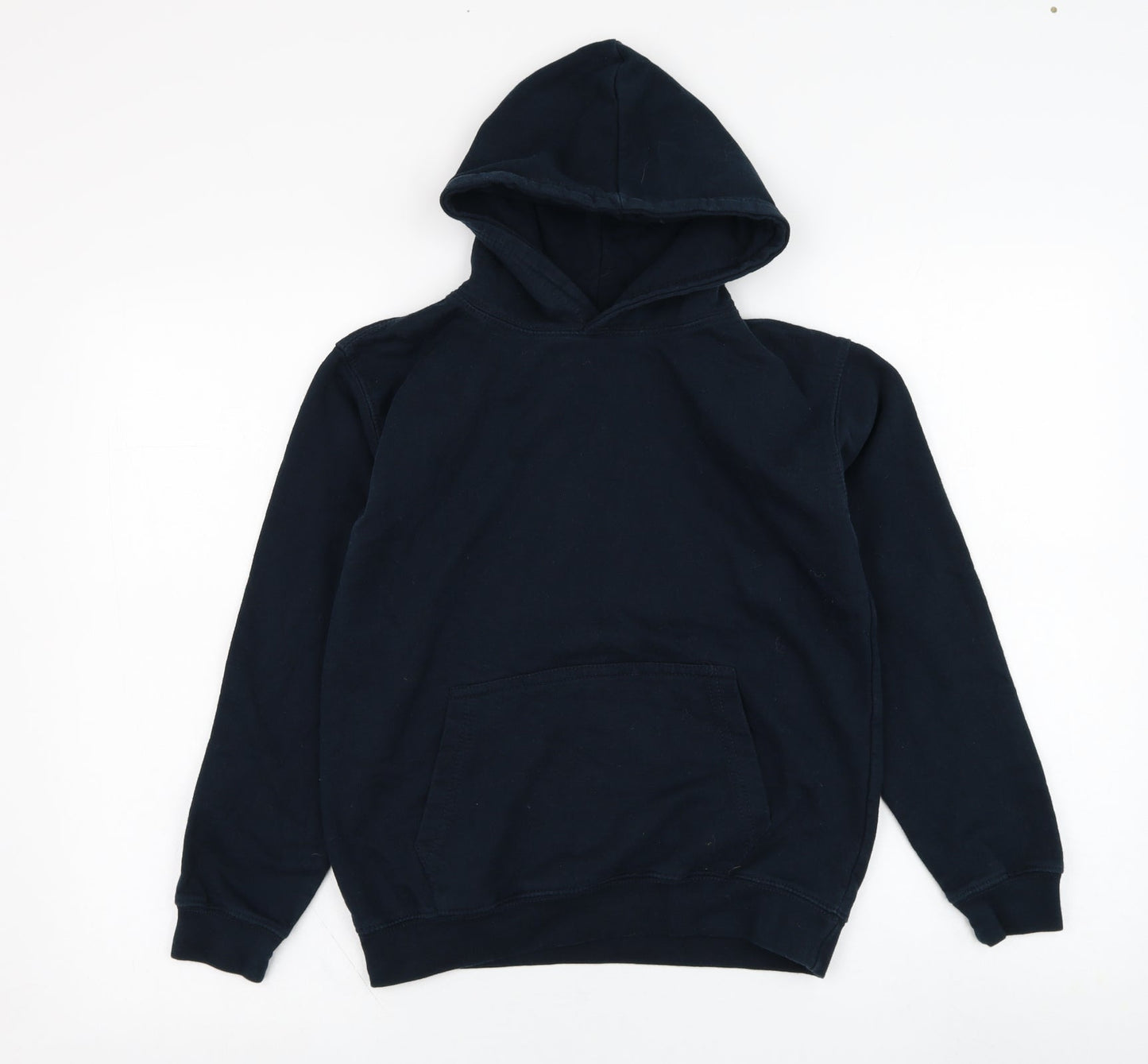 Just Hoods Boys Black  Cotton Pullover Hoodie Size 9-10 Years  Pullover