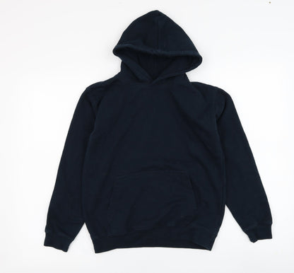 Just Hoods Boys Black  Cotton Pullover Hoodie Size 9-10 Years  Pullover