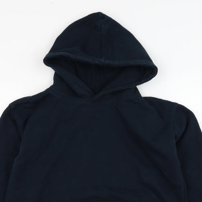 Just Hoods Boys Black  Cotton Pullover Hoodie Size 9-10 Years  Pullover