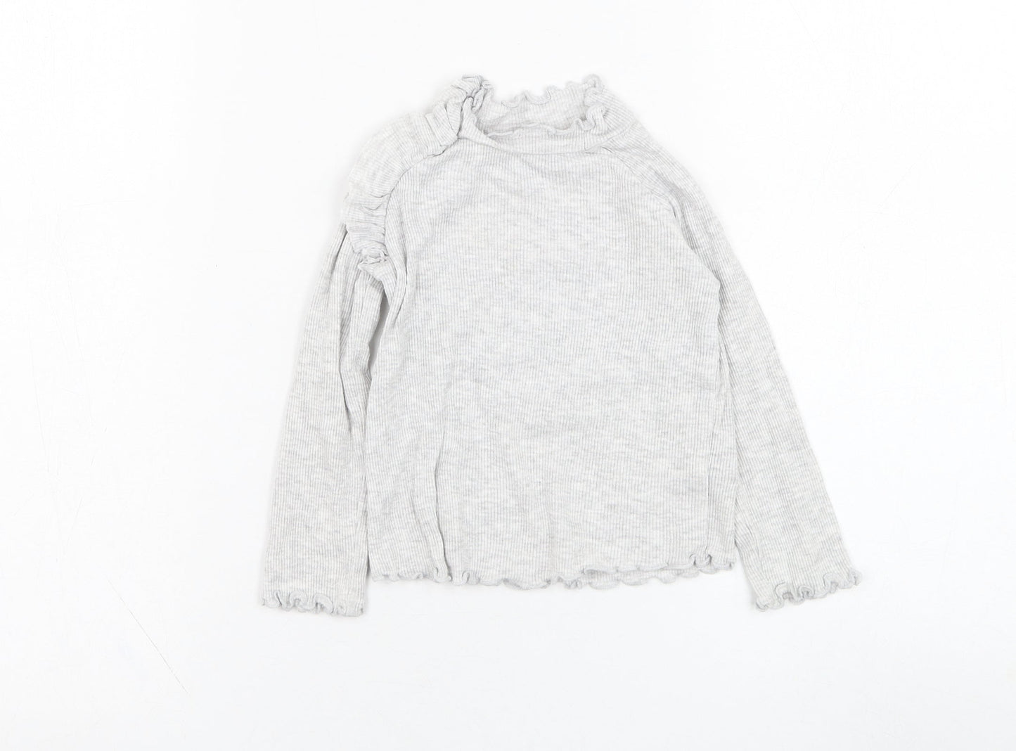 Very Girls Grey  Cotton Basic T-Shirt Size 18-24 Months Round Neck Pullover - Lettuce hem