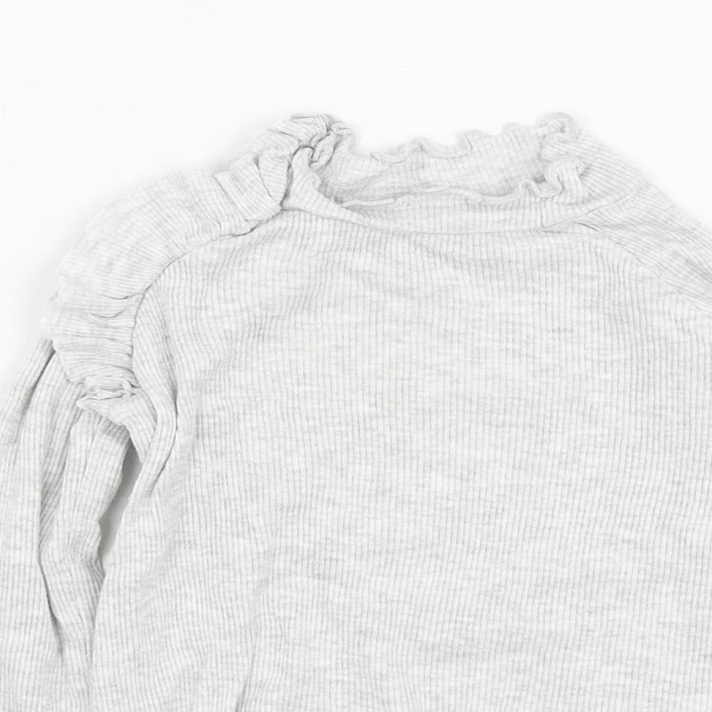 Very Girls Grey  Cotton Basic T-Shirt Size 18-24 Months Round Neck Pullover - Lettuce hem