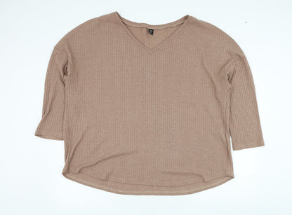 SheIn Womens Brown Round Neck  Polyester Pullover Jumper Size 4XL