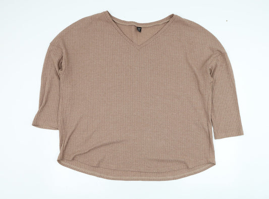 SheIn Womens Brown Round Neck  Polyester Pullover Jumper Size 4XL