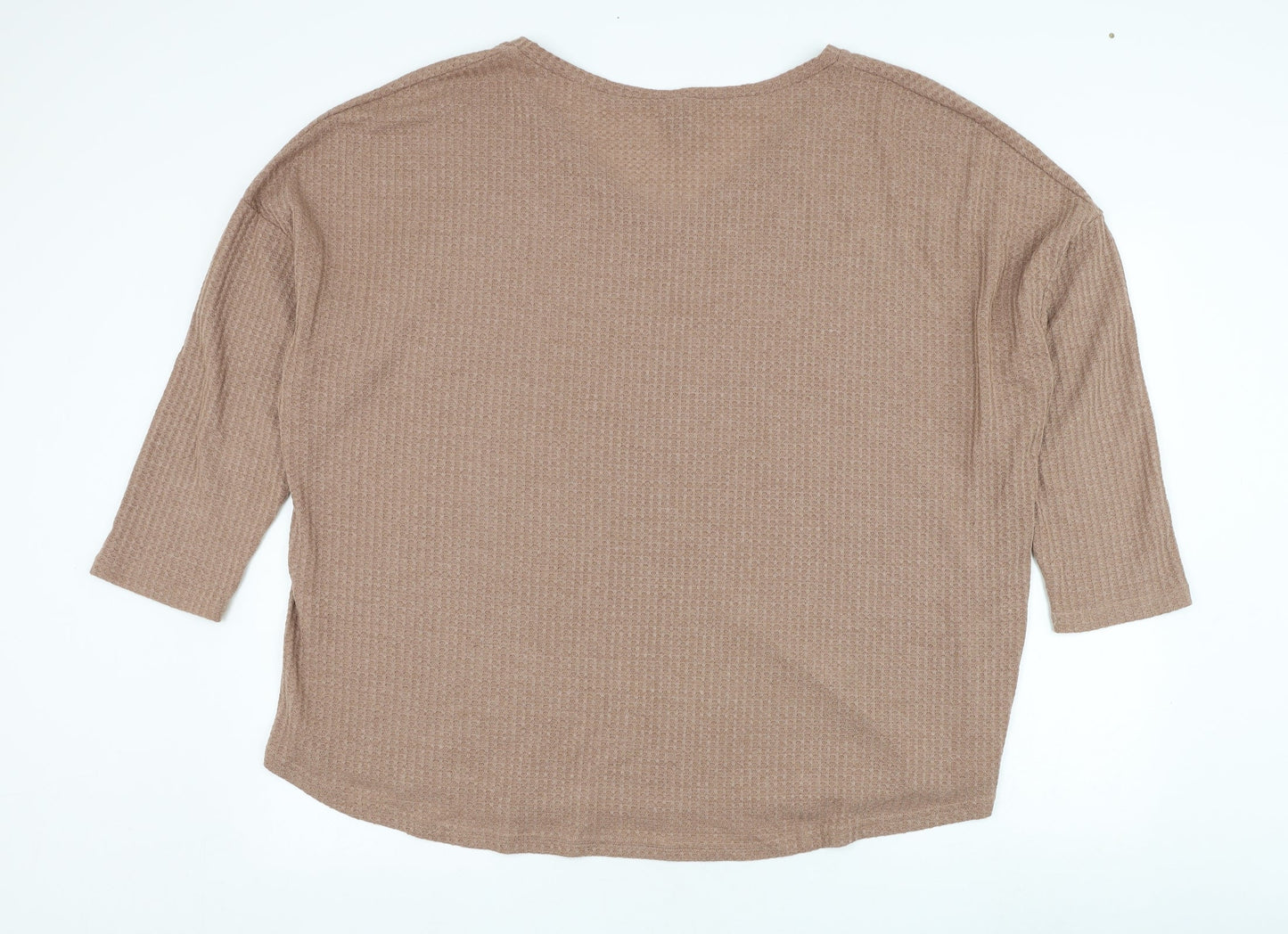 SheIn Womens Brown Round Neck  Polyester Pullover Jumper Size 4XL