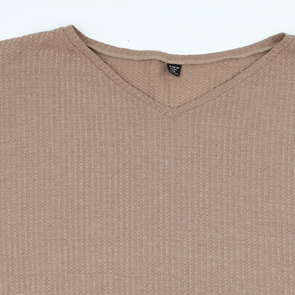SheIn Womens Brown Round Neck  Polyester Pullover Jumper Size 4XL