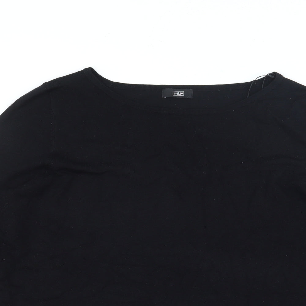 Florence + Fred Womens Black Boat Neck  Polyester Pullover Jumper Size L   - Lace Trim
