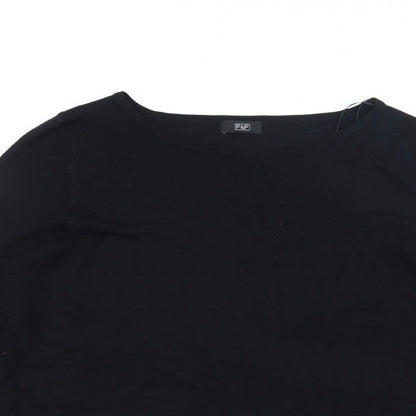 Florence + Fred Womens Black Boat Neck  Polyester Pullover Jumper Size L   - Lace Trim
