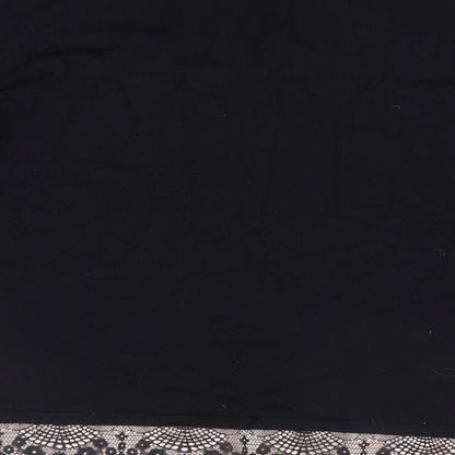 Florence + Fred Womens Black Boat Neck  Polyester Pullover Jumper Size L   - Lace Trim