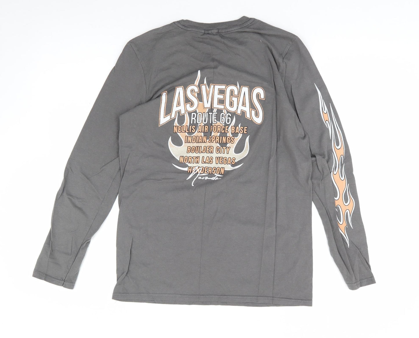 Nasty Gal Womens Grey  Polyester Jersey T-Shirt Size S Crew Neck - Biker, Las Vegas