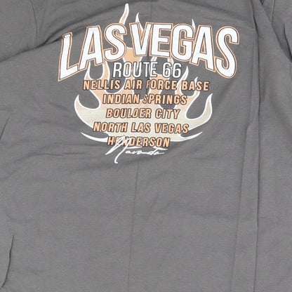Nasty Gal Womens Grey  Polyester Jersey T-Shirt Size S Crew Neck - Biker, Las Vegas