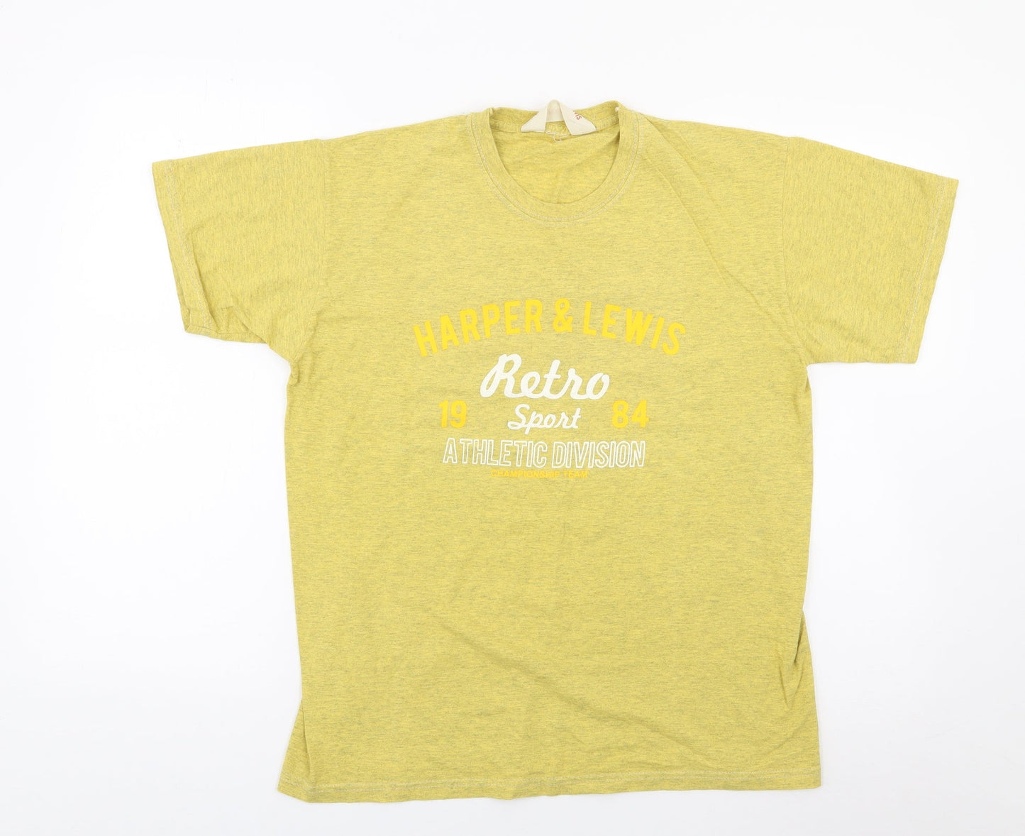Harper & Lewis Mens Yellow  Cotton  T-Shirt Size M Crew Neck