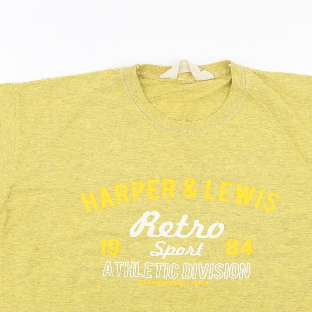 Harper & Lewis Mens Yellow  Cotton  T-Shirt Size M Crew Neck