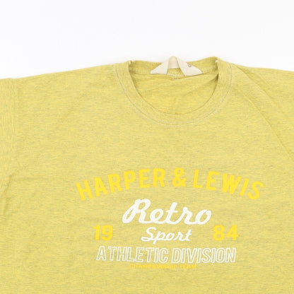 Harper & Lewis Mens Yellow  Cotton  T-Shirt Size M Crew Neck