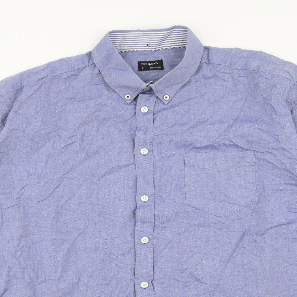 Mens UK Size XL Pre End Black  Button-Up Long Sleeve Casual Shirt