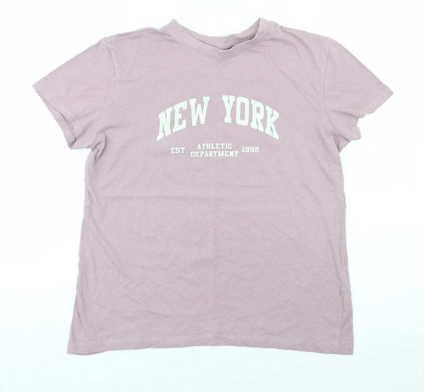 Primark Womens Purple  Cotton Jersey T-Shirt Size S Crew Neck