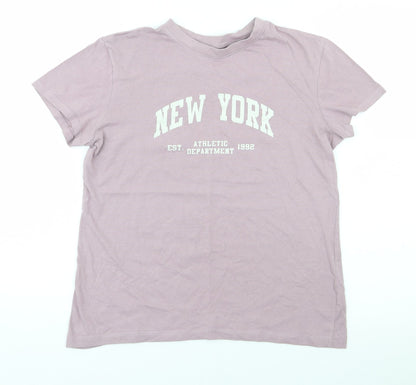 Primark Womens Purple  Cotton Jersey T-Shirt Size S Crew Neck