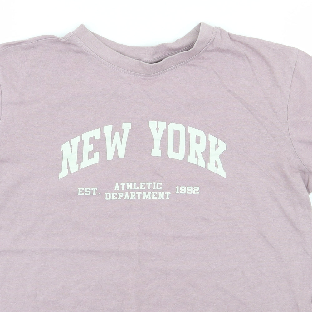 Primark Womens Purple  Cotton Jersey T-Shirt Size S Crew Neck