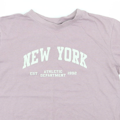 Primark Womens Purple  Cotton Jersey T-Shirt Size S Crew Neck