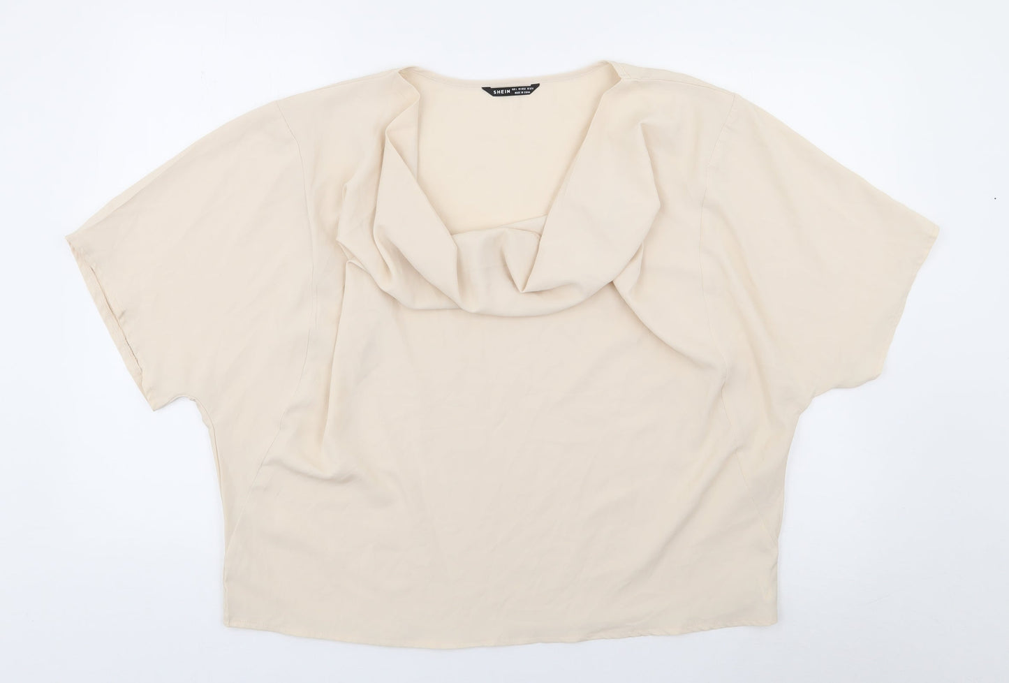 SheIn Womens Ivory  Polyester Jersey Blouse Size L Cowl Neck