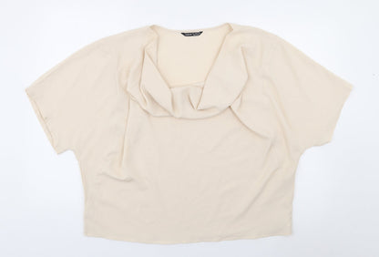 SheIn Womens Ivory  Polyester Jersey Blouse Size L Cowl Neck