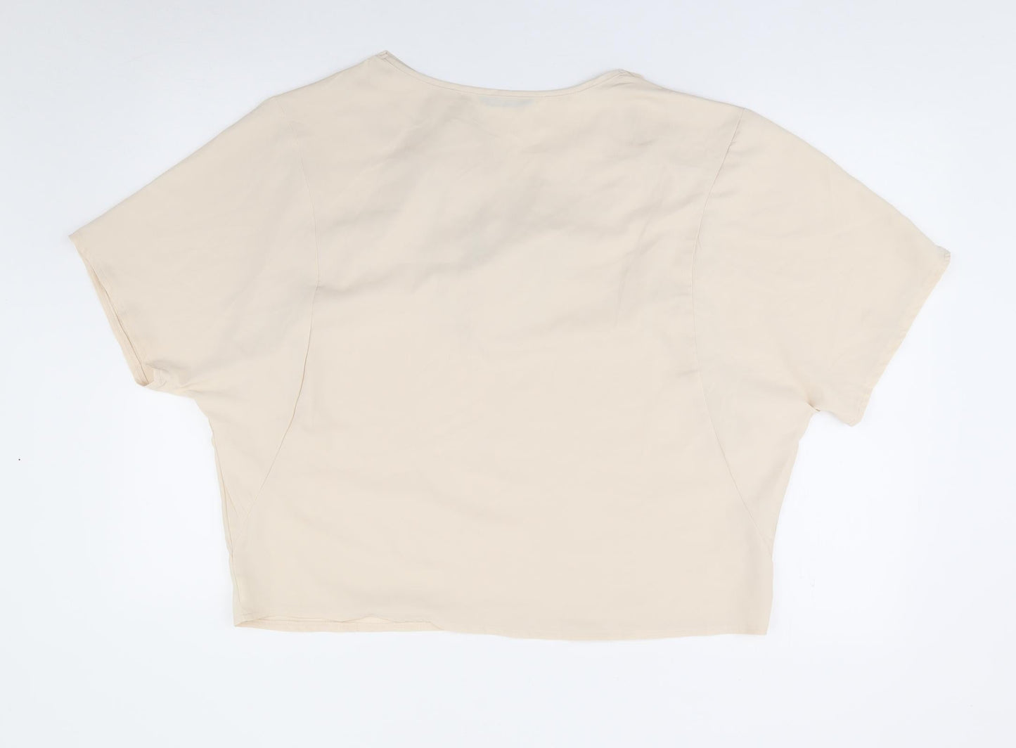 SheIn Womens Ivory  Polyester Jersey Blouse Size L Cowl Neck