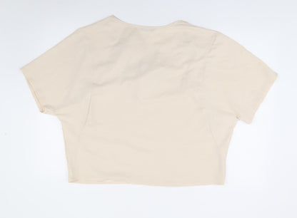 SheIn Womens Ivory  Polyester Jersey Blouse Size L Cowl Neck